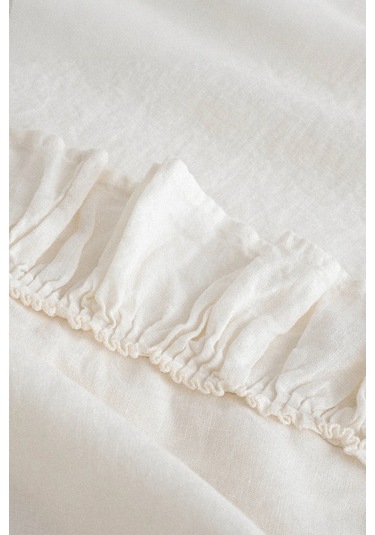 Ecocotton Miranda Krem Çift Kişilik Keten Nevresim Takımı Krem