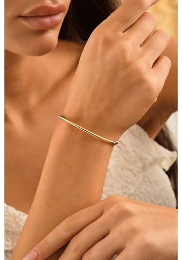 Sefa Gold 14 Ayar Altın İtalyan Esnek Bileklik Sarı Sarı - Beyaz Altın