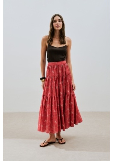 Desenli Pamuklu Katlı Etek Kyra Kyra