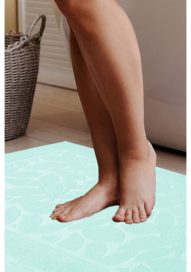 Mira Home Büyük Banyo Ayak Havlusu % 100 Pamuk Desenli 50x100 Cm Soft Yeşil