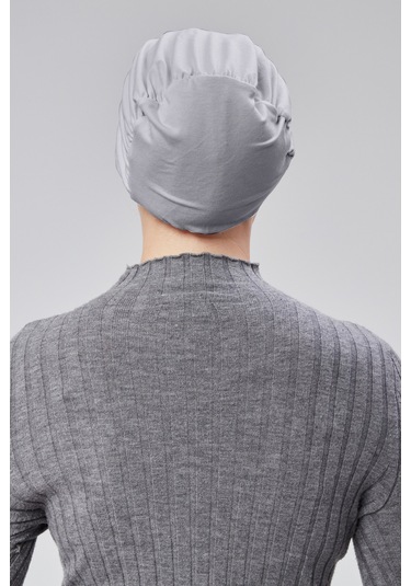 Kadın Tesettür Hazır Pratik Geçmeli Bone Lastikli Kaymaz Gri Gri