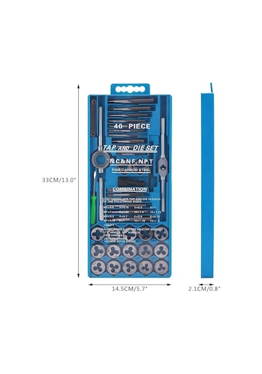 Valkyrie 40 Parça Klavuz Pafta Seti Metrik Set M3-m12 Arası 40lı Takım