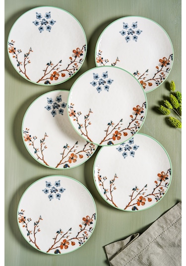 Sakura 6 Parça Porselen Pasta Seti 19 Cm