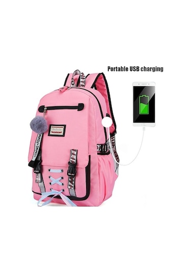 Createtech Zaman Yeşil Usb Spor Seyahat Çantası Hırsızlığa Korumalı Sırt Çantası Yeşil