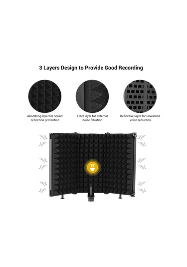 Ruicoo 3-panel Mikrofon Gürültü Engelleyici: Çok Katmanlı Ses Emici, Çevreleyici, Tahta/stant Uyumlu, Taşınabilir, Mikrofon Ve Stant Hariç