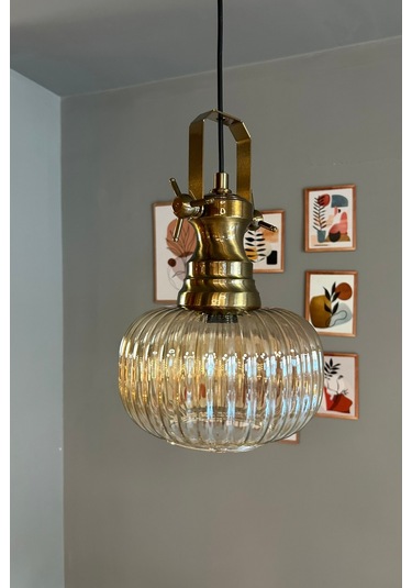 Mola Cam Bal Rengi Tekli Avize Yeni Eskitme Başlık Retro Sarkıt Lamba Restoran Salon Aydınlatma Bal