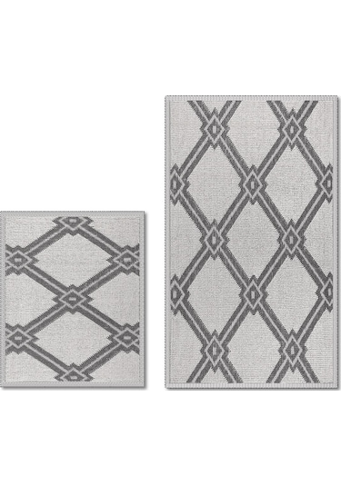 Marta Doğal Pamuklu Banyo Matı Seti 60x100+50x60 Cm Gri Gri