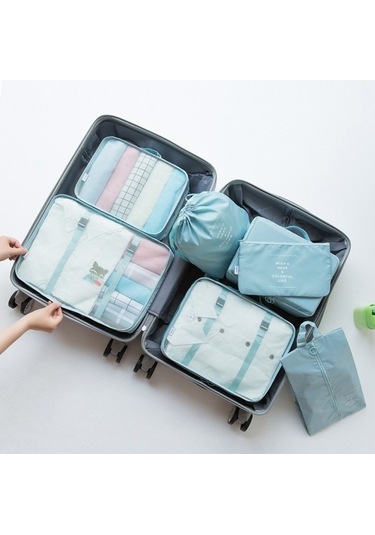 Dancemonkey 8 Parça Valiz Düzenleyici Seti Seyahat Saklama Çantası01 Altın Altın