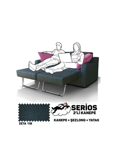 Serios Şezlonglu Yataklı Kanepe - Zeta 118