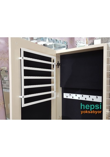 Ayna Denizi Klasik Model Krem Renk Ayaklı Boy Aynalı Takı Dolabı