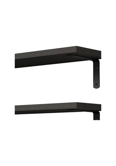 Suntek 3 Adet Duvara Monte Ahşap Yüzer Raflar Banyo Siyah