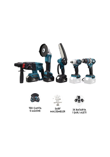Dawreek Beşli Set MK350 (Budama Testeresi 13 MM Ç.Mandren+S.Sıkma+Ş.Spral+Ş.Hilti)
