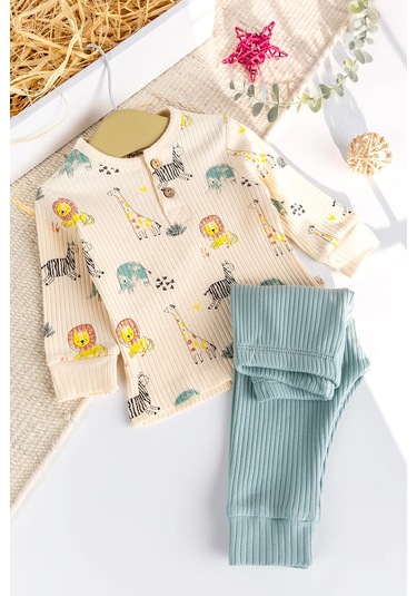 Aslan Temalı Erkek Bebek Takım Yeşil