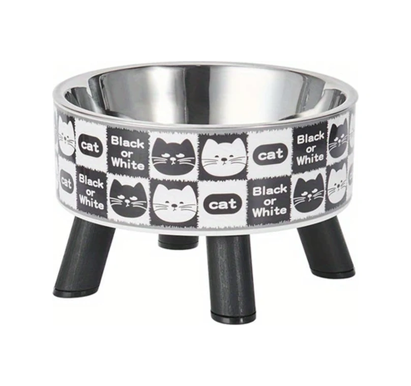 Chuangyinshop Koyu Kahverengi 304 Paslanmaz Çelik Ve Pp Kaymaz Tabanlı Pati Desenli Yükseltilmiş Kedi Köpek Mama Kabı