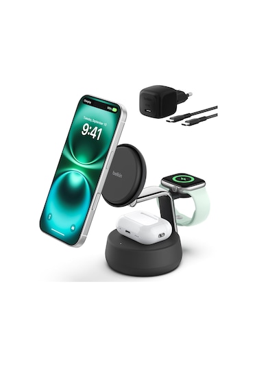 Belkin Ultracharge Pro Magsafe Uyumlu 3 Ü 1 Arada Qi2 25w Kablosu