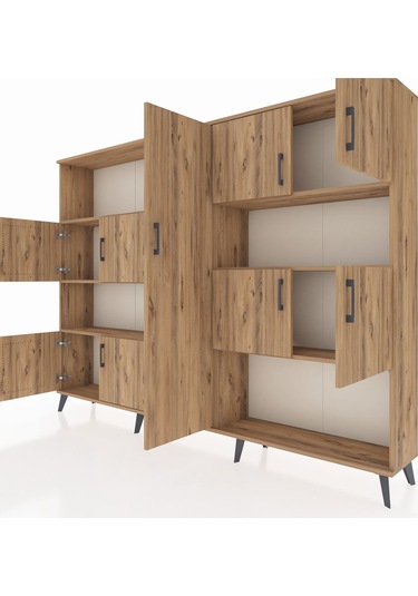 Arges Dolap 10 Raflı 9 Kapaklı 220x30x163 Çam-çam Çam-çam