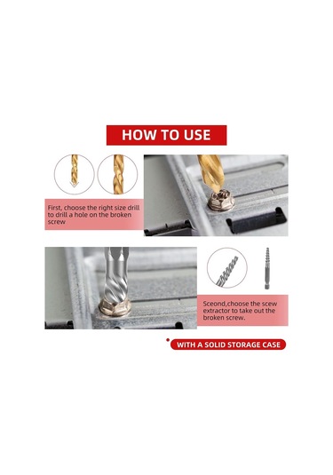 10 Parça Vida Çıkarıcı Ve Matkap Ucu Tutucu, Sol El Matkap Ucu Seti