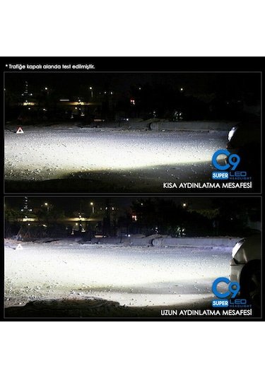 C9 Ultra White Led Xenon Soğutuculu Ön Far Ampulü 9400Lm 6000K H1