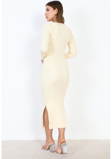 Basıc Triko Elbise 23aj0038 - Bej
