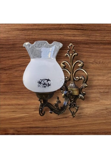 Tekli Elbe Aplik Eskitme Beyaz Camlı Kahverengi