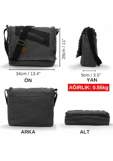 Old Cotton Cargo 7136 Gri 14 İnç Laptop Günlük Omuz Okul Çantası Grı