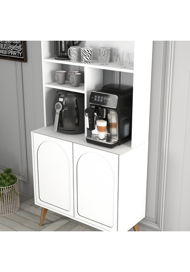 Lyon Kahve Köşesi 80cm - Beyaz / Ceviz