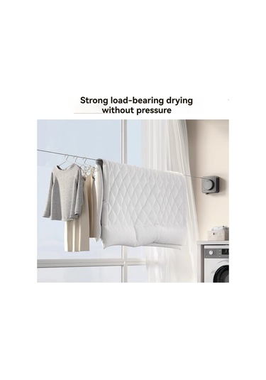 Ximistore9 304 Çelik İç/şehir Dışı Gizli Katlanabilir 4.2m Çamaşır Çekme Kablosu - Delme Yok Banyo Balkon Kurutma Aleti Beyaz