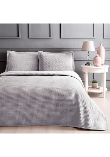 Linens Glace Gri Çift Kişilik Yatak Örtüsü Gri