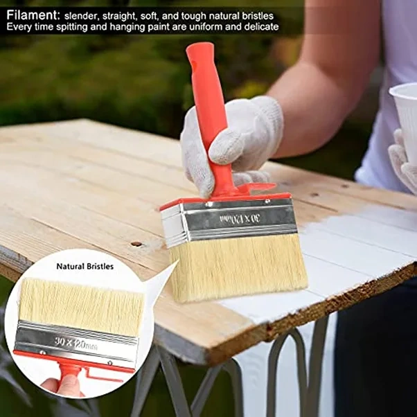 Gateesat 1 Adet Sarı Kırmızı Çok Amaçlı Dayanıklı Boya Fırçası - Çıkarılabilir Başlık 3-12 Cm Geniş