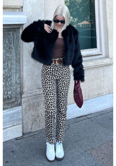 Madmext Siyah Bisiklet Yaka Kadın Suni Kürk Mont Mg2176 Siyah