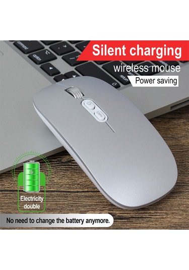Springsun M103 Şarj Edilebilir Kablosuz Fare 2.4g Kablosuz Fare Ultra İnce Sessiz Fare 3 Ayarlanabilir Dpı Dahili 500mah Pil Gümüş