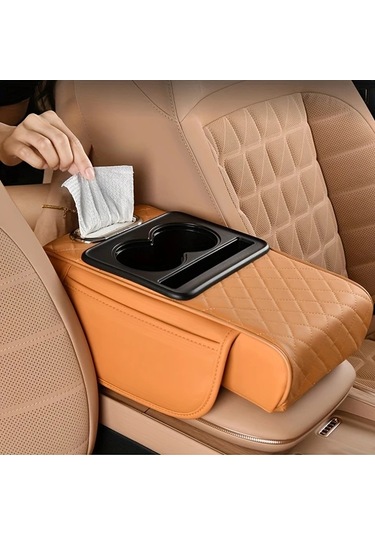 Xuweiwei Cayenne Araç Kolçak Çantası Bardak Telefon Tutucu Bambu Desenli Pvc Deri