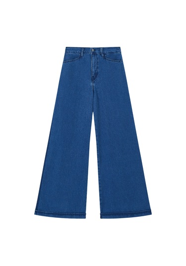 Outland Denim Sürdürülebilir Geniş Paça Uzun Pantolon Koyu Mavi