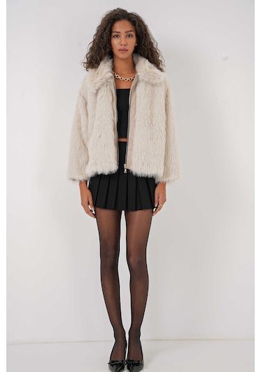 Gabria Deri Fermuarlı Kürk Taş