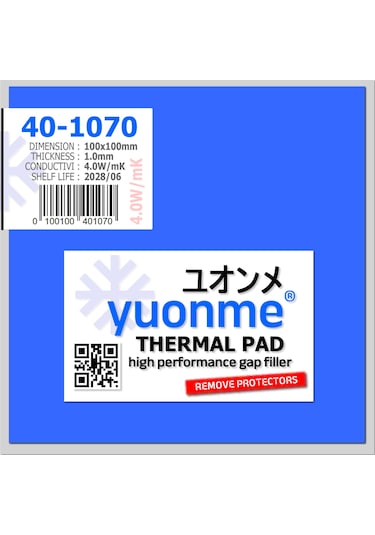 Yuonme Termal Ped / Thermal Pad 1.0mm 4.0w/mk 100x100mm 40-1070