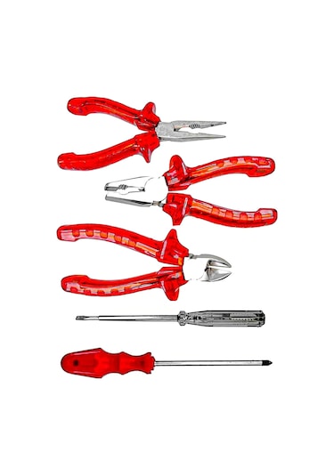 PROXTECH Yüksek Kalite Kırmızı Şeffaf Saplı 5li Pense,