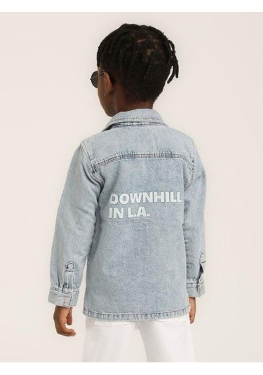 Erkek Çocuk Downhill Yazılı Kot Ceket-15632 Mavi