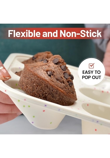 Novahub Silikon Muffin Kalıbı, 7/12 Kupa, Yapışmaz, Dayanıklı, Renkli, Fırın, Mikrodalga Uygun, Ev Mutfakı İçin Çok Renkli