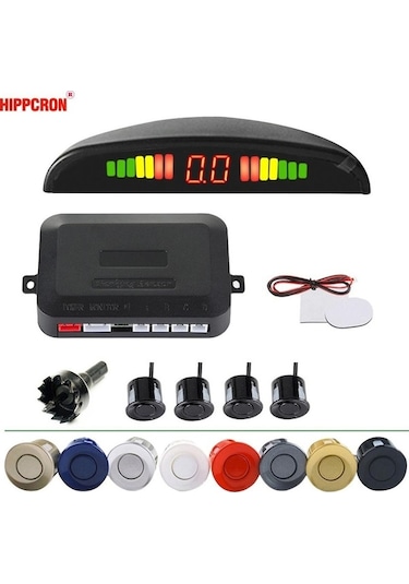 Novahub Mavi Araba Led Park Sensörü Kiti 4 Sensörler 22mm Ters Radar Ses Uyarı Göstergesi Sistemi 8 Renk 12 V