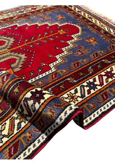 El Dokuma Sıfır Konya Kavak Halısı Seccade 117x185 Kök Boya Sık Namazlık Kırmızı