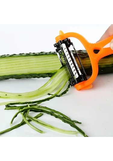 Fortunelane Mutfak Çok İşlevli El Aleti: Sebze-meyve Soyucu, Dilimleyici Ve Kore Havuç Kesici - Paslanmaz Çelik Bıçaklı Abs Koll Turuncu