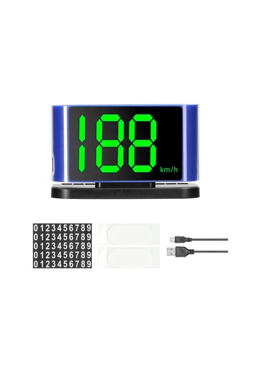 Teltree Araç Usb Konaklayıcı Gösterici, Hız Ölçer Ve Güven Uyarıcısı, Numara Gösterim Bölümü İle Mavi Renkli Km/h