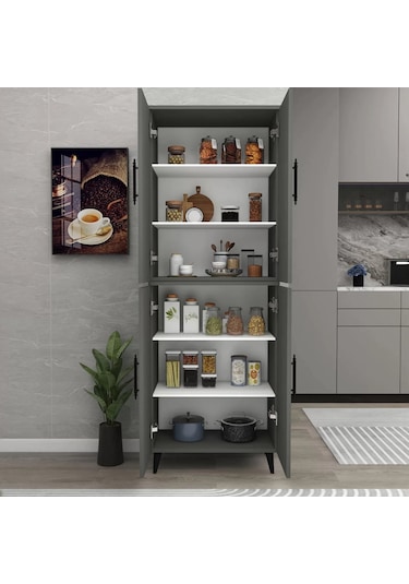 Reyo Home Enda Raflı 4 Kapaklı Çok Amaçlı Dolap Antrasit