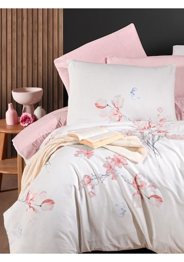 Mystory Home Lastikli Çarşaflı Çift Kişilik Nevresim Takımı Papavera Gülkurusu - Pembe