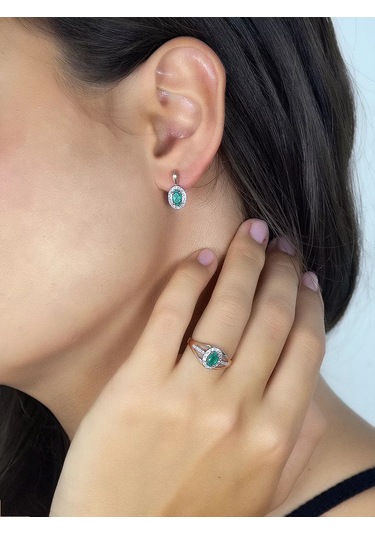 Pavlova Jewelry Gümüş Altın Kaplama Yeşil Akik Taşlı Yüzük 164436365 Yeşil