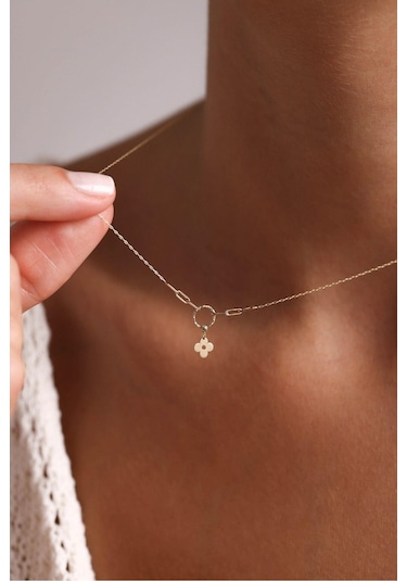 Gianfranco 14 Ayar Altın Yonca Kolye