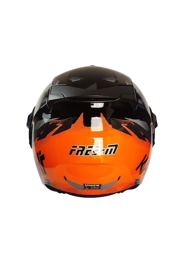 Motoanl Motosiklet Arrow Yarım Double Güneş Vizörlü Abs Material Kapalı Kask Turuncu