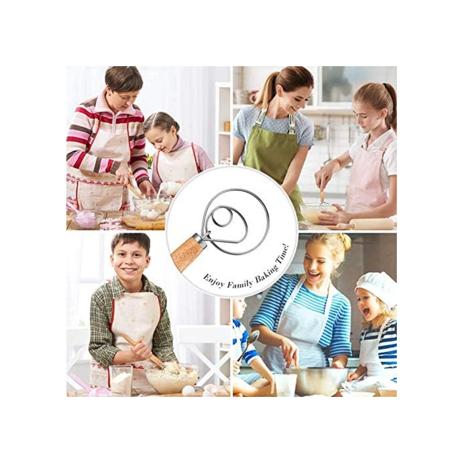 Yaleker Hessenwood Hamur Karıştırıcı Seti: 2 Paslanmaz Çelik Mikser + 2 Pizza/sourdough Hamur Spatula - Ahşap + Yeşil Tasarım Gümüş