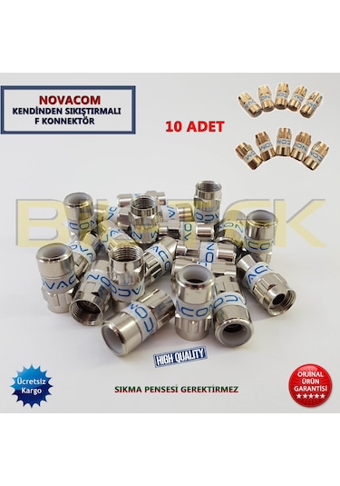 Novacom Rg6 Kendinden Sıkmalı F Konnektor - 10 Adet