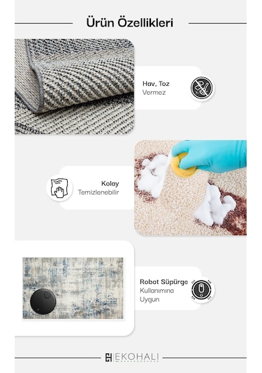 Soho Sh 21 Ivory Grey Hav Toz Vermez Hasır Dokuma Modern Halı